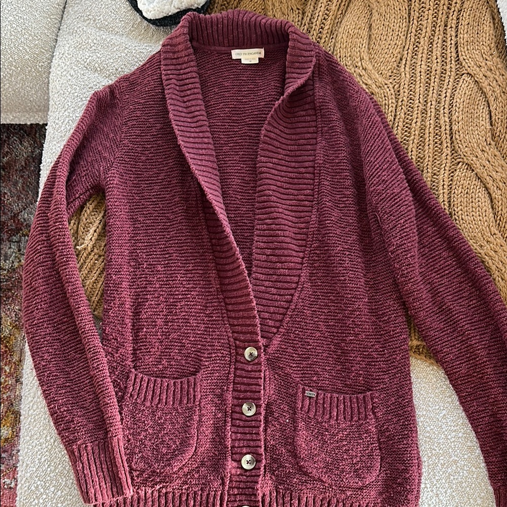 Women's Burgundy Cardigan Sweater